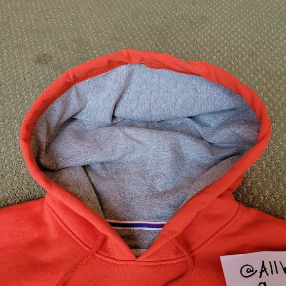 Champion Powerblend Fleece Camo Camouflage Orange Hoodie Sweatshirt Script Logo - Picture 11 of 15